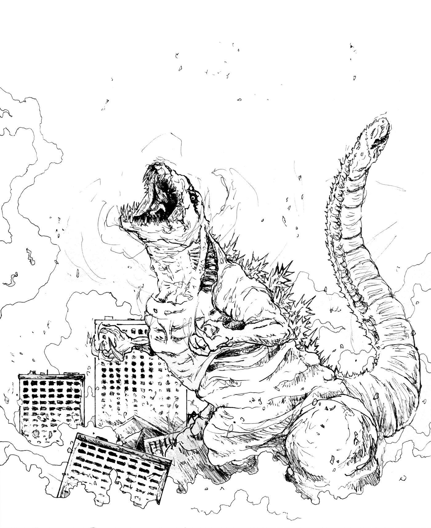 Godzilla Drawings Ludovic Robin